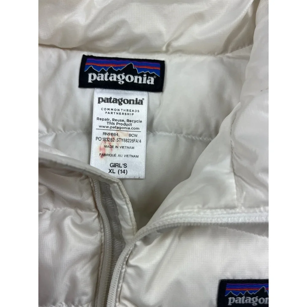 Patagonia Girls Down Sweater Vest White Puffer XL 14 68226FA14